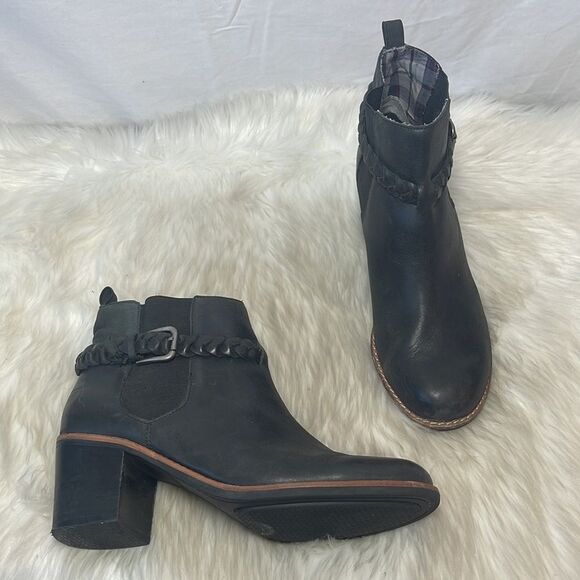 Sperry Black Leather Liberty Chelsea Braid Trim Booties Sz 8.5 - Picture 2 of 8